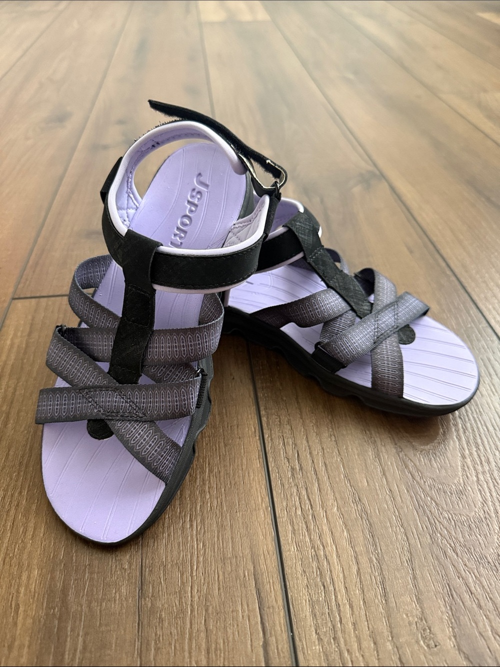 JSport Kaia Ladies Black and Purple Sandals